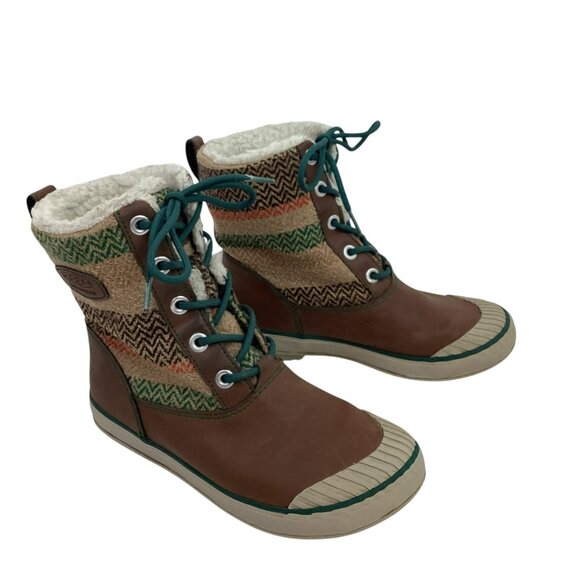 Keen Elsa Sherpa Lined Womens 6.5” Waterproof Winter Boots Wool Patterned Design - Picture 7 of 13